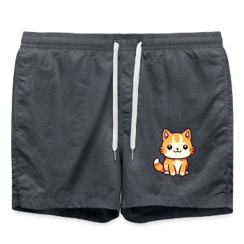 Katze niedlich glücklich kawaii cartoon clipart tier - Badeshorts - Anthrazit - Vorne - AI Model Male 185 light (185cm)