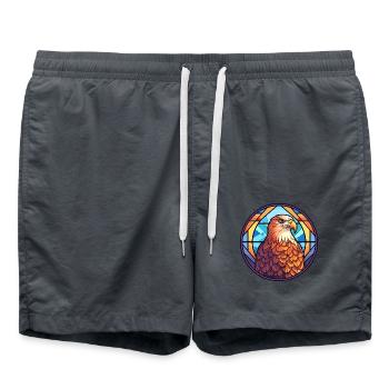 Hawk Buntes Buntes Cartoon-Kawaii-Tier - Badeshorts - Anthrazit - Vorne - AI Model Male 185 light (185cm)