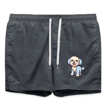 Hund niedliche Karikatur Kawaii Aquarell Tier Haustier - Badeshorts - Anthrazit - Vorne - AI Model Male 185 light (185cm)