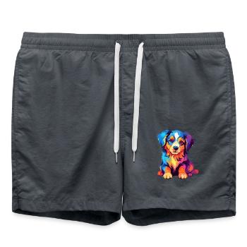 Hund Buntes Aquarell Cartoon Kawaii Tier - Badeshorts - Anthrazit - Vorne - AI Model Male 185 light (185cm)