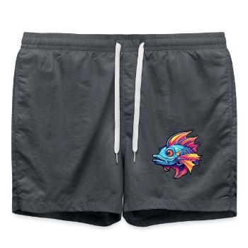Wels buntes Aquarell Karikatur Kawaii Tier - Badeshorts - Anthrazit - Vorne - AI Model Male 185 light (185cm)