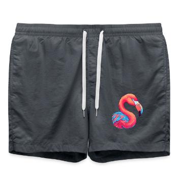 Flamingo Buntes Aquarell Cartoon Kawaii Tier - Badeshorts - Anthrazit - Vorne - AI Model Male 185 light (185cm)