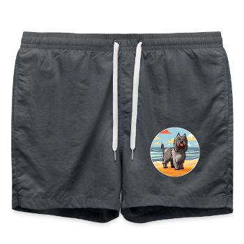 Skye Terrier Hund Rasse Cartoon Kawaii Clipart Hund - Badeshorts - Anthrazit - Vorne - AI Model Male 185 light (185cm)
