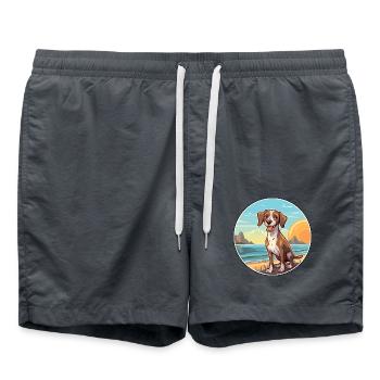 Tornjak Hund Rasse Cartoon Kawaii Clipart Hund Haustier - Badeshorts - Anthrazit - Vorne - AI Model Male 185 light (185cm)