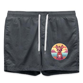 Peruanischer Inka-Orchideen-Hund Rasse Cartoon Kawaii Hund - Badeshorts - Anthrazit - Vorne - AI Model Male 185 light (185cm)