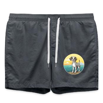 Kromfohrlander Hund Rasse Cartoon Kawaii Clipart - Badeshorts - Anthrazit - Vorne - AI Model Male 185 light (185cm)