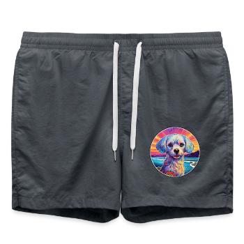 Chinesische kaiserliche Hunderasse bunte Karikatur Wasserc - Badeshorts - Anthrazit - Vorne - AI Model Male 185 light (185cm)