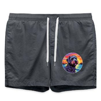 Bouvier Des Flandres Hunderasse Bunte Karikatur Wa - Badeshorts - Anthrazit - Vorne - AI Model Male 185 light (185cm)