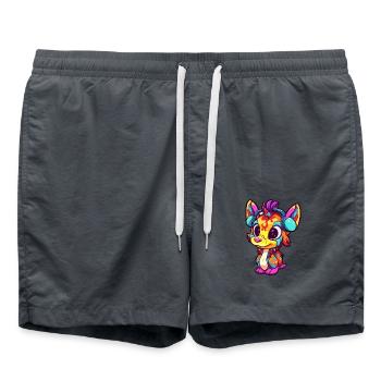 Bongo Buntes Aquarell Cartoon Kawaii Tier - Badeshorts - Anthrazit - Vorne - AI Model Male 185 light (185cm)
