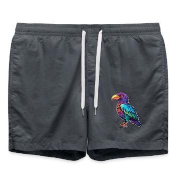 Krähe bunte Aquarell-Karikatur Kawaii-Tier - Badeshorts - Anthrazit - Vorne - AI Model Male 185 light (185cm)