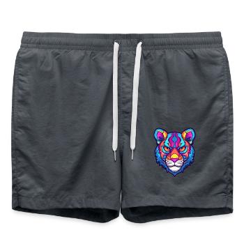 Tiger Katze Rasse Aquarell Karikatur Kawaii Haustier - Badeshorts - Anthrazit - Vorne - AI Model Male 185 light (185cm)