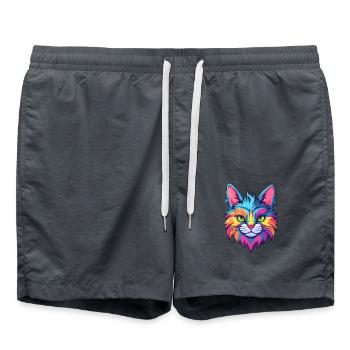 Verdünnte Calico Katze Rasse Aquarell Karikatur Kawaii - Badeshorts - Anthrazit - Vorne - AI Model Male 185 light (185cm)