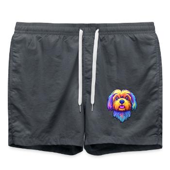 Tibetan Kyi Apso Hunderasse Cartoon Kawaii Illustra - Badeshorts - Anthrazit - Vorne - AI Model Male 185 light (185cm)