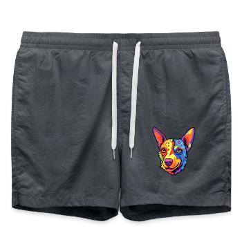 St Miguel Cattle Dog Rasse Cartoon Kawaii Illustra - Badeshorts - Anthrazit - Vorne - AI Model Male 185 light (185cm)