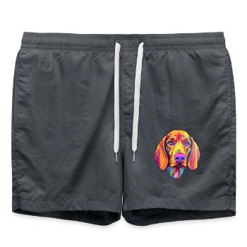 Redbone Coonhound Hunderasse Cartoon Kawaii Illustration - Badeshorts - Anthrazit - Vorne - AI Model Male 185 light (185cm)