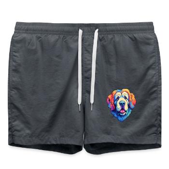 Pyrenäen-Mastiff-Hunderasse Cartoon Kawaii Illustra - Badeshorts - Anthrazit - Vorne - AI Model Male 185 light (185cm)