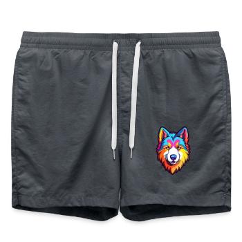 Nördliche Inuit Hunderasse Cartoon Kawaii Illustrati - Badeshorts - Anthrazit - Vorne - AI Model Male 185 light (185cm)