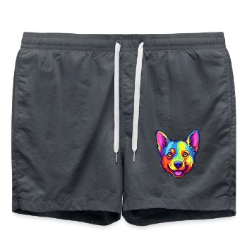 Australische Rinderhundrasse Cartoon Kawaii Illustration - Badeshorts - Anthrazit - Vorne - AI Model Male 185 light (185cm)