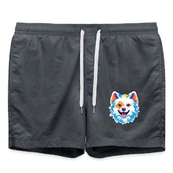 Amerikanische Eskimo-Hunderasse Cartoon Kawaii Illustrat - Badeshorts - Anthrazit - Vorne - AI Model Male 185 light (185cm)