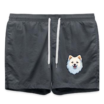 Amerikanische Eskimo-Hunderasse Cartoon Kawaii Illustrat - Badeshorts - Anthrazit - Vorne - AI Model Male 185 light (185cm)