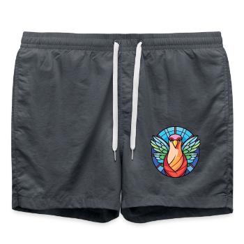 Taube buntes Aquarell Tier Haustier Illustration - Badeshorts - Anthrazit - Vorne - AI Model Male 185 light (185cm)