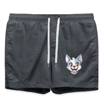 Donskoy Katze Karikatur Aquarell Illustration - Badeshorts - Anthrazit - Vorne - AI Model Male 185 light (185cm)