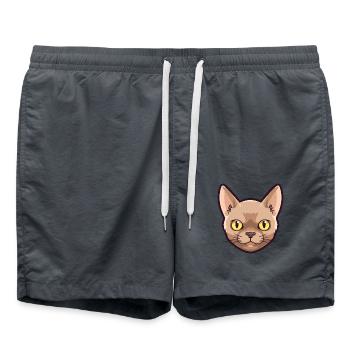 Burmesische Katze Cartoon Aquarell Illustration - Badeshorts - Anthrazit - Vorne - AI Model Male 185 light (185cm)