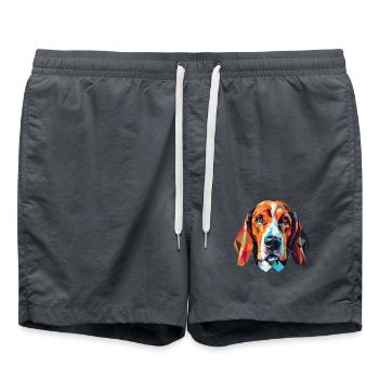 Treeing Walker Coonhound Hunderasse Aquarell - Badeshorts - Anthrazit - Vorne - AI Model Male 185 light (185cm)