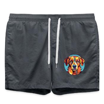 Schweizer Laufhund Hunderasse Aquarell Illustration - Badeshorts - Anthrazit - Vorne - AI Model Male 185 light (185cm)