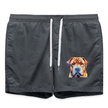 Shar Pei Hunderasse Aquarell Glas Illustration - Badeshorts - Anthrazit - Vorne - AI Model Male 185 light (185cm)