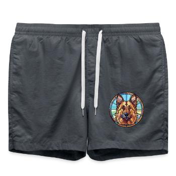 Böhmischer Schäferhund Rasse Buntes Aquarell - Badeshorts - Anthrazit - Vorne - AI Model Male 185 light (185cm)