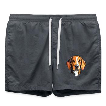 Schwarz und braun Virginia Foxhound Hund Aquarell - Badeshorts - Anthrazit - Vorne - AI Model Male 185 light (185cm)