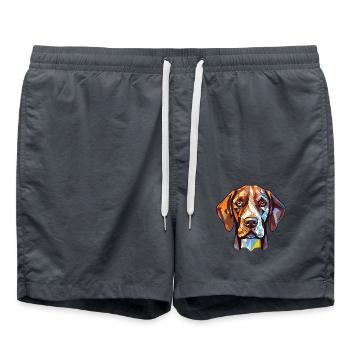 Belgischer Kurzhaar Vorstehhund Rasse Aquarell - Badeshorts - Anthrazit - Vorne - AI Model Male 185 light (185cm)