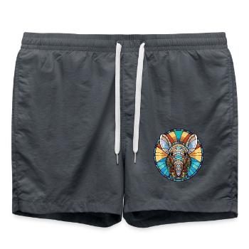 Gürteltier Bunte Aquarell-Tierillustration - Badeshorts - Anthrazit - Vorne - AI Model Male 185 light (185cm)