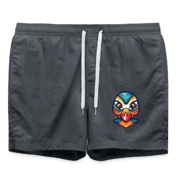 Mandarinenten-bunte Aquarell-Tierkarikatur - Badeshorts - Anthrazit - Vorne - AI Model Male 185 light (185cm)