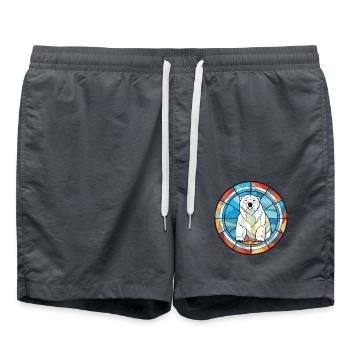Eisbär Bunte Aquarell-Tierillustration - Badeshorts - Anthrazit - Vorne - AI Model Male 185 light (185cm)