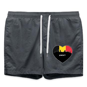 Flaggen-Skyline-Reise-Andenken Gents Belgien - Badeshorts - Anthrazit - Vorne - AI Model Male 185 light (185cm)