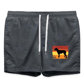 Irish Wolfhound Hund Liebe Silhouette Vintage Sonnenuntergang - Badeshorts - Anthrazit - Vorne - AI Model Male 185 light (185cm)