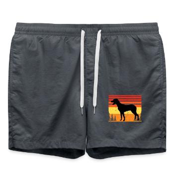 Griechischer Hasenhund Hund Liebe Silhouette Vintage Sonnenuntergang - Badeshorts - Anthrazit - Vorne - AI Model Male 185 light (185cm)