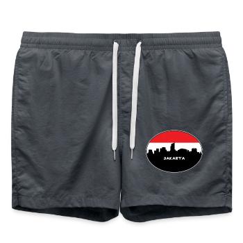 Jakarta Indonesien Flagge Skyline Silhouette Reisen - Badeshorts - Anthrazit - Vorne - AI Model Male 185 light (185cm)