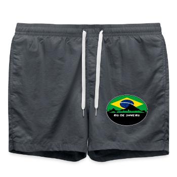 Rio De Janeiro Brasilien Flagge Skyline Silhouette Trav - Badeshorts - Anthrazit - Vorne - AI Model Male 185 light (185cm)