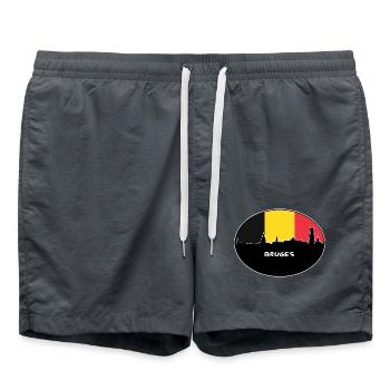 Brügge Belgien Flagge Skyline Silhouette Travel - Badeshorts - Anthrazit - Vorne - AI Model Male 185 light (185cm)