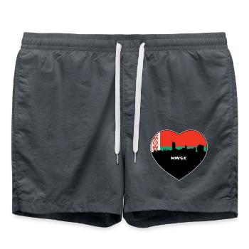 Minsk Weißrussland Flagge Skyline Reise Souvenir - Badeshorts - Anthrazit - Vorne - AI Model Male 185 light (185cm)