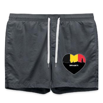 Flaggen-Skyline-Reise-Andenken Brügges Belgien - Badeshorts - Anthrazit - Vorne - AI Model Male 185 light (185cm)