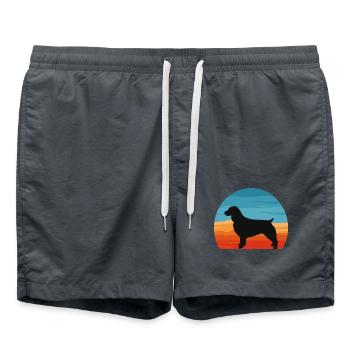Boykin Spaniel Hund Lover Silhouette Vintage Sonnenuntergang - Badeshorts - Anthrazit - Vorne - AI Model Male 185 light (185cm)