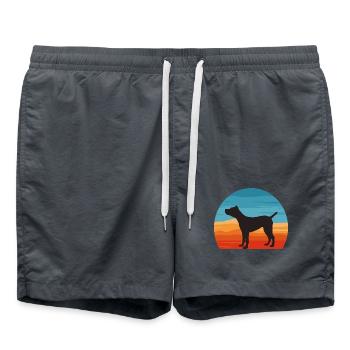 Cane Corso Hundeliebhaber Silhouette Vintage Sonnenuntergang - Badeshorts - Anthrazit - Vorne - AI Model Male 185 light (185cm)
