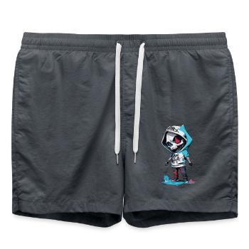 Skelett mit Kapuze - Badeshorts - Anthrazit - Vorne - AI Model Male 185 light (185cm)