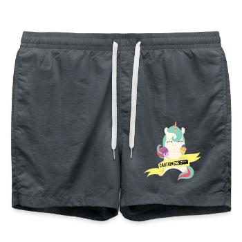 Caution Extremely Sweet - Einhorn mit Eis - Badeshorts - Anthrazit - Vorne - AI Model Male 185 light (185cm)