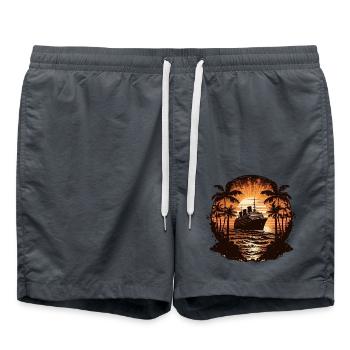 Kreuzfahrtschiff Retro Vintage - Badeshorts - Anthrazit - Vorne - AI Model Male 185 light (185cm)
