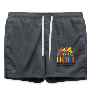 Happy Holi Grüße Hinduismus Indisches Fest - Badeshorts - Anthrazit - Vorne - AI Model Male 185 light (185cm)